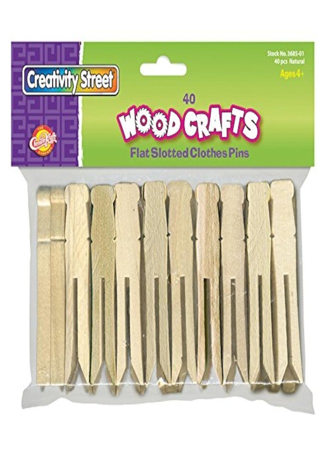 Creativity Street Flat Wood Slotted Clothespins, 3-3/4" Length, 40 Clothespins/Pack - Image 1
