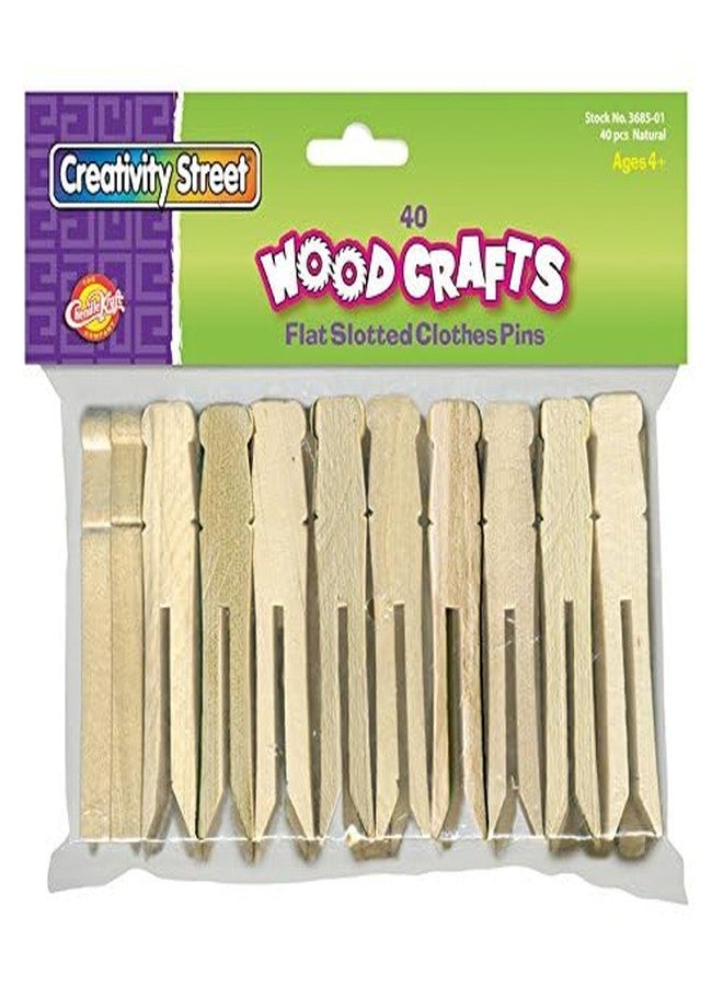 Creativity Street Flat Wood Slotted Clothespins, 3-3/4" Length, 40 Clothespins/Pack - Image 2