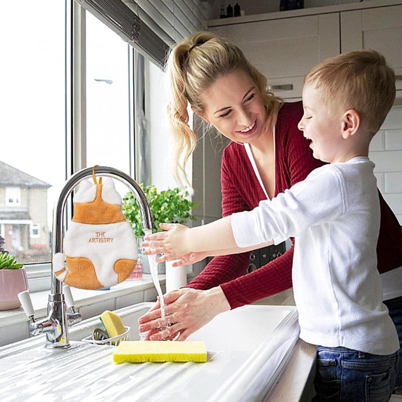 klarako Cute Hand Towels, Cute Cartoon Cat Hand Towels Coral Velvet Super Absorbent Soft Hand Towel Cute Bathroom Kitchen Towels Cat Decor New Home House Warming Gifts (Orange) - Image 5