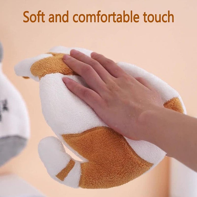 klarako Cute Hand Towels, Cute Cartoon Cat Hand Towels Coral Velvet Super Absorbent Soft Hand Towel Cute Bathroom Kitchen Towels Cat Decor New Home House Warming Gifts (Orange) - Image 2