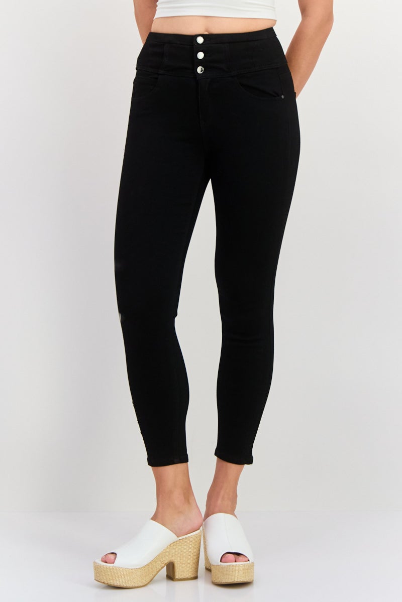 ONLY Women Skinny Fit Plain Stretchable Jeans, Black - Image 1