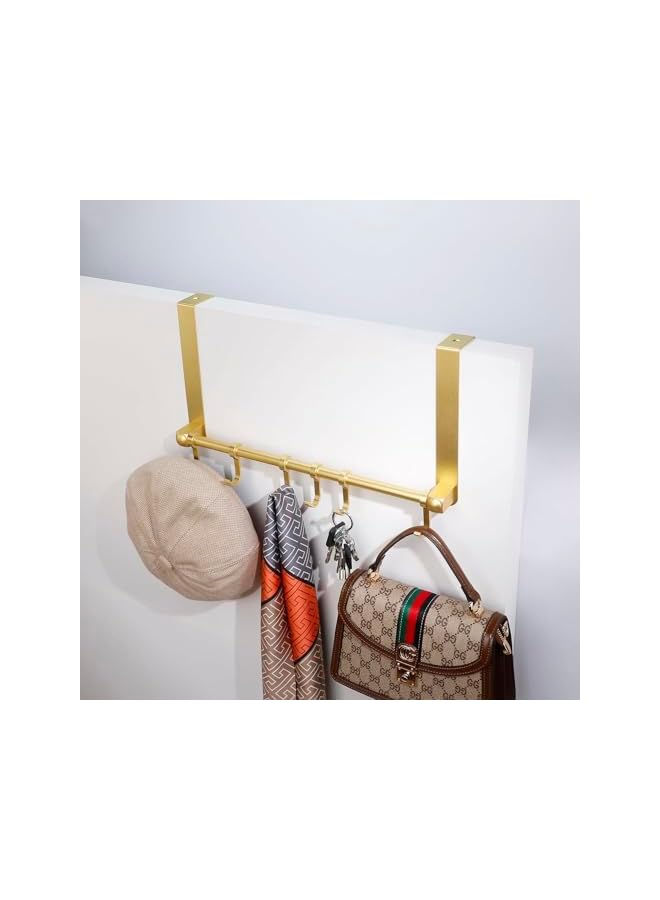 promass Over Door Hanger, Over Door Hook, Moving 6-Hooks, Door Coat Rack for Hanging, Aluminum Heavy Duty Door Organizer for Towel Robe Hat Bag, Door Hangers for bedroom(Gold) - Image 4