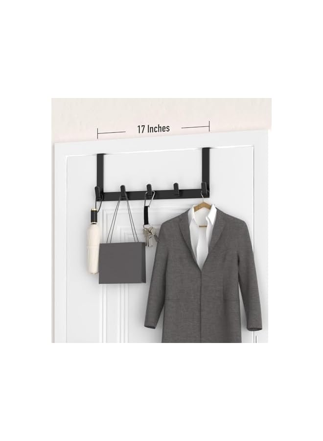 PROMASS Over The Door Hooks Hanger with Extended Arms for Easy Use by Women, Bathroom Towel Rack Organiser, Matte Black -1 Pack - Image 2