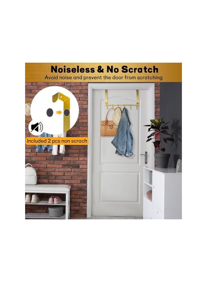 promass Over Door Hanger, Over Door Hook, Moving 6-Hooks, Door Coat Rack for Hanging, Aluminum Heavy Duty Door Organizer for Towel Robe Hat Bag, Door Hangers for bedroom(Gold) - Image 5