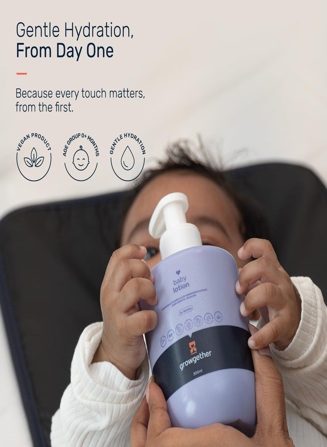 Growgether Baby Lotion 300ml | Newborn Lotion for 0+ Months | Dermatologist Tested, Pediatrician approved Hypoallergenic & Vegan | 8 Toxin-Free Formula | Non-Sticky Moisturizer | Suitable for baby’s delicate skin - Image 2