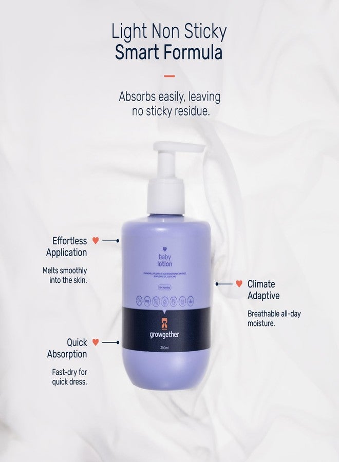 Growgether Baby Lotion 300ml | Newborn Lotion for 0+ Months | Dermatologist Tested, Pediatrician approved Hypoallergenic & Vegan | 8 Toxin-Free Formula | Non-Sticky Moisturizer | Suitable for baby’s delicate skin - Image 5