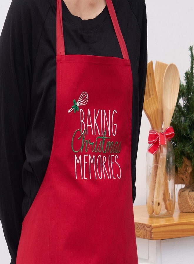 C&F Home مريلة مطبخ مطرزة من سي آند إف هوم، بتصميم "ذكريات الخبز في عيد الميلاد"، مثالية للطبخ والخبز، مناسبة لأجواء عيد الميلاد الشتوية الاحتفالية. لون أحمر. - Image 3