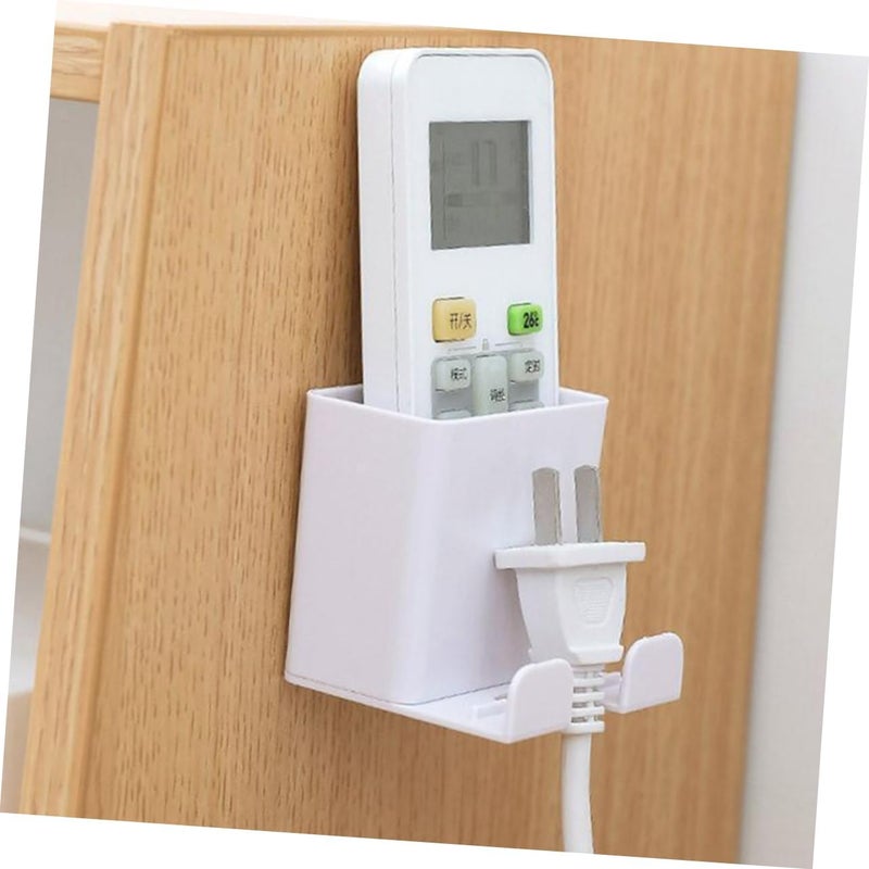 2pcs Adhesive Wall Plug Holders Multi-Purpose Mobile Charging Stands with Plug Hanging Hooks for Organized Space No Drill Safe Wall Mount for Phones and Remotes Grey White - Image 5