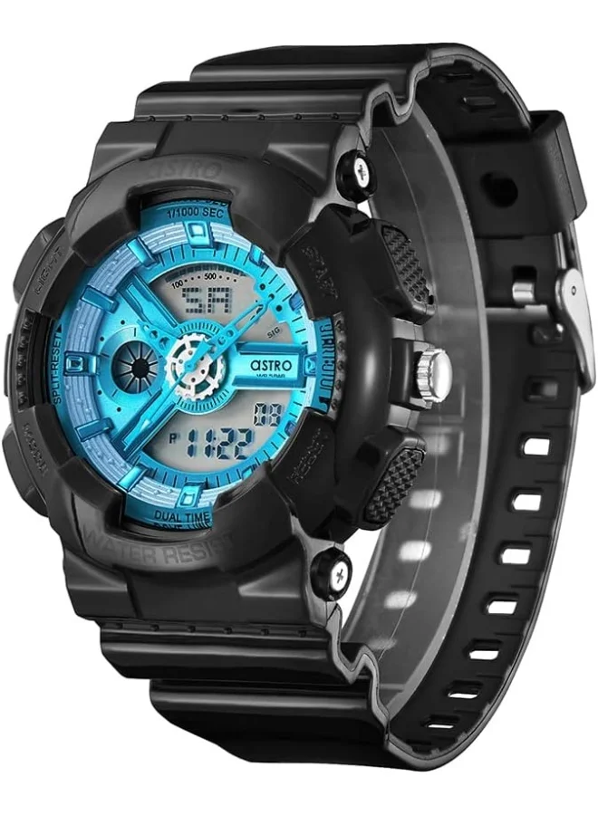 ASTRO Astro Men's Watch, Analog-Digital Display and Polyurethane Strap - A22207-PPBL, Black
