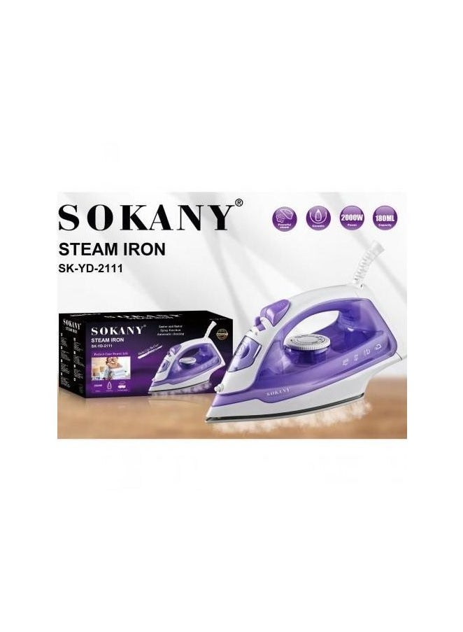 Sokany Steam Clothes Ironing Machine 2000 Watt SK-2111 Purple - Image 2