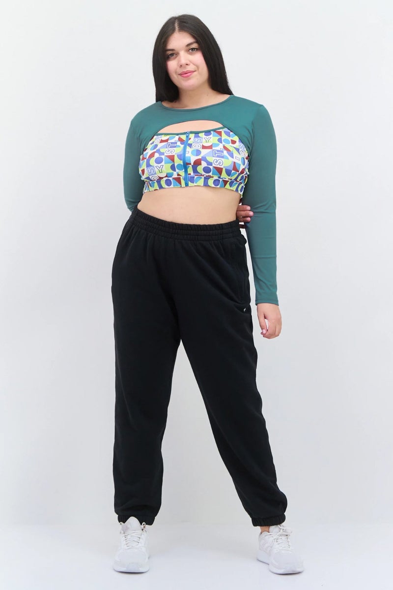 Daisy Street Women Plus Size Long Sleeves Training Top, Sage Green - Image 4