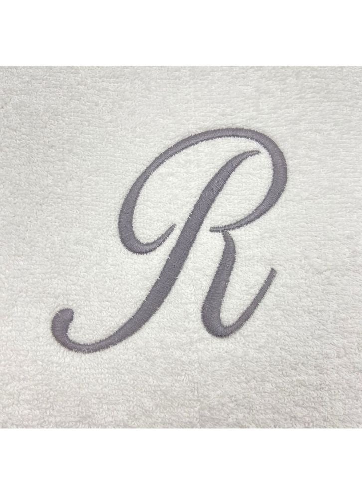 BYFT Embroidered For You (White) Luxury Monogrammed Bath Towel (70 x 140 Cm -Set of 1) 100% Cotton, Highly Absorbent and Quick dry Bath Linen -600 Gsm (Silver Letter R) - Image 3