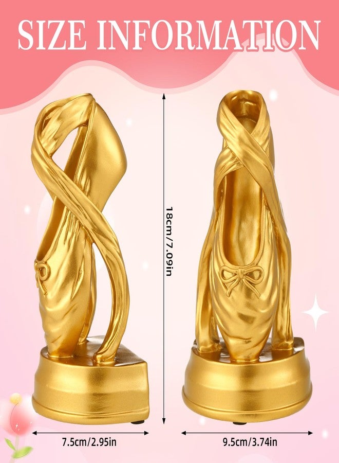 Tosstuki 1 Set Gold Ballet Shoe Bookends for Shelves, Resin Ballet Slipper Bow Decorative Bookends with Non-slip Pad for Book Lovers Ballerina Dancers Heavy Book Holder for Room Home Office Decoration - Image 2