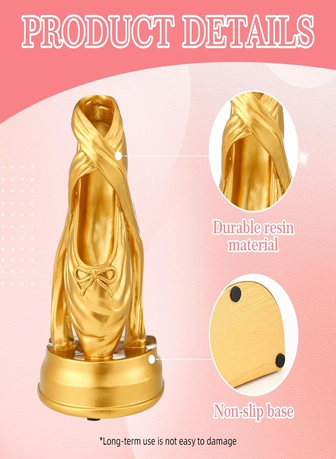 Tosstuki 1 Set Gold Ballet Shoe Bookends for Shelves, Resin Ballet Slipper Bow Decorative Bookends with Non-slip Pad for Book Lovers Ballerina Dancers Heavy Book Holder for Room Home Office Decoration - Image 3