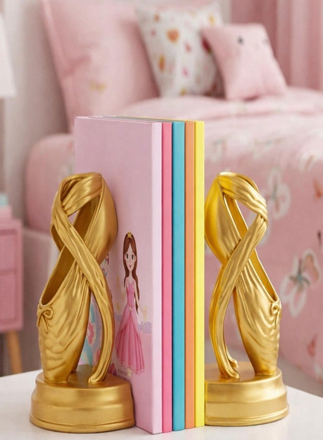 Tosstuki 1 Set Gold Ballet Shoe Bookends for Shelves, Resin Ballet Slipper Bow Decorative Bookends with Non-slip Pad for Book Lovers Ballerina Dancers Heavy Book Holder for Room Home Office Decoration - Image 5