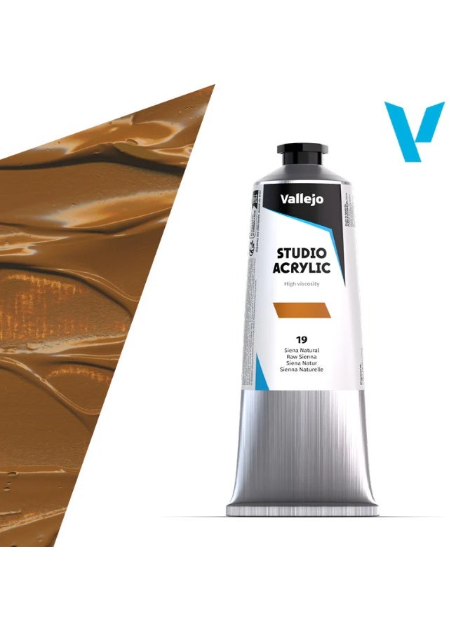 فاليجو أكريليك ستوديو، لون سيينا الخام رقم 19 - أصفر ترابي غني، 125مل، أنبوب طلاء احترافي للفنانين