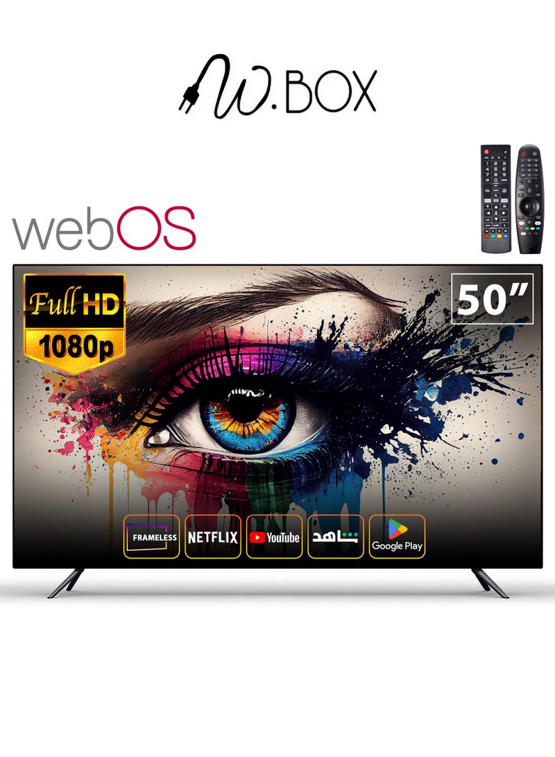 دبليو بوكس شاشة سمارت - 50 بوصة - نظام WEB OS HUB - حامل جداري مجانا - WBOS50 - Image 1