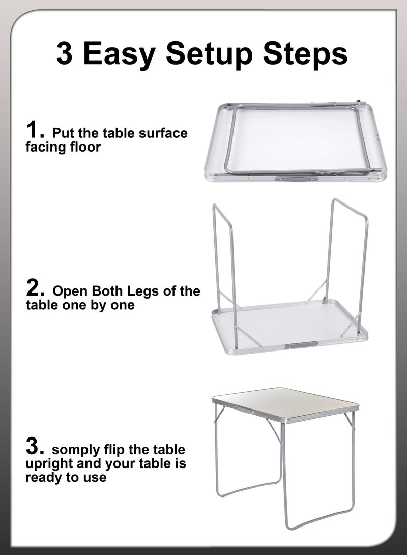 DBLEW طاولة تخييم قابلة للطي من الألمنيوم للتنزه والنزهات وحفلات الشواء، مكتب قابل للطي، محمول للاستخدام الداخلي والخارجي في الحدائق، حجم غير مطوي 80x68x60 سم - Image 3