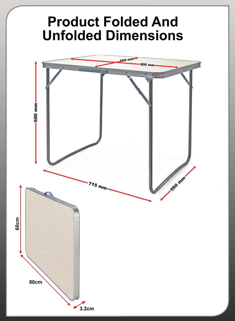 DBLEW طاولة تخييم قابلة للطي من الألمنيوم للتنزه والنزهات وحفلات الشواء، مكتب قابل للطي، محمول للاستخدام الداخلي والخارجي في الحدائق، حجم غير مطوي 80x68x60 سم - Image 4