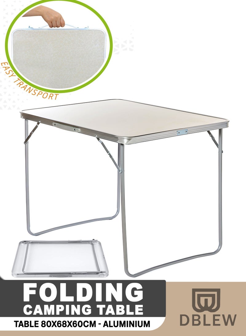 DBLEW طاولة تخييم قابلة للطي من الألمنيوم للتنزه والنزهات وحفلات الشواء، مكتب قابل للطي، محمول للاستخدام الداخلي والخارجي في الحدائق، حجم غير مطوي 80x68x60 سم - Image 1
