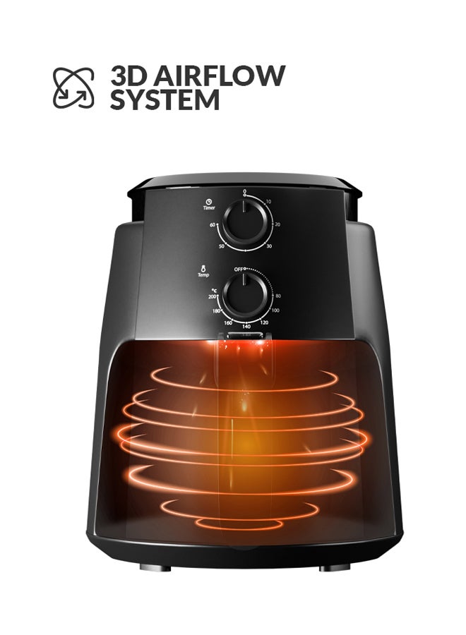 evvoli 4L Air Fryer, 3D Airflow System, Non-Stick Multi-Layer Basket, Less Oil Cooking, Adjustable Time & Temperature 4 L 1500 W EVKA-AF4001BS Black - Image 5