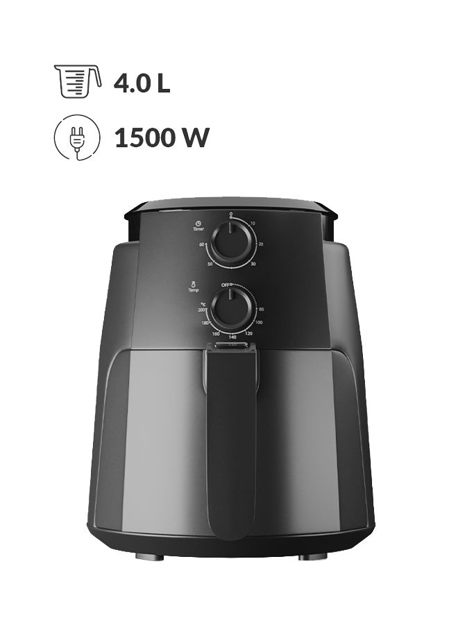 evvoli 4L Air Fryer, 3D Airflow System, Non-Stick Multi-Layer Basket, Less Oil Cooking, Adjustable Time & Temperature 4 L 1500 W EVKA-AF4001BS Black - Image 1