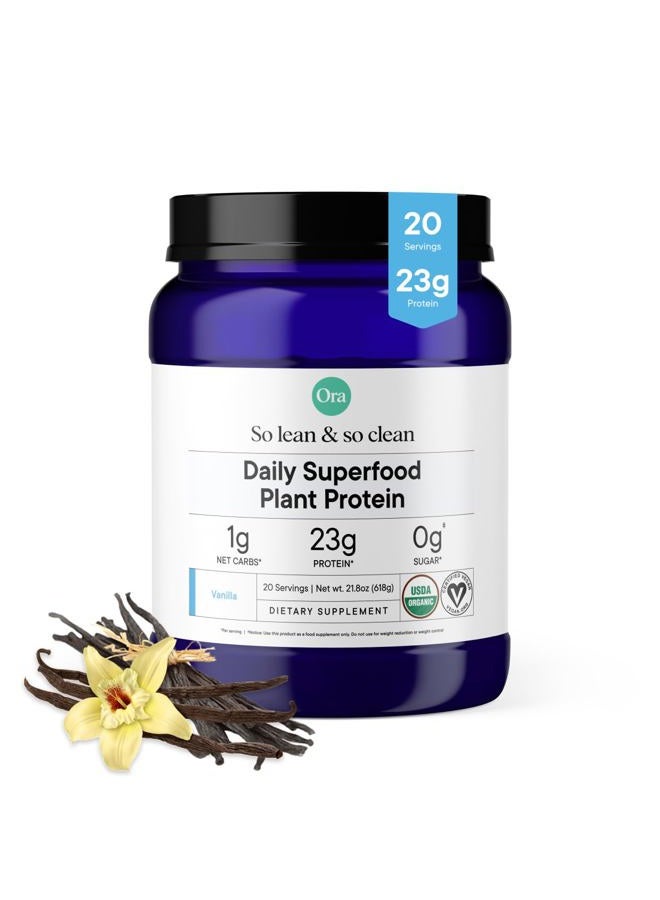 Ora Organic مسحوق بروتين نباتي - 23 جرام بروتين للنساء والرجال - نكهة الفانيليا 20 حصة - Image 1