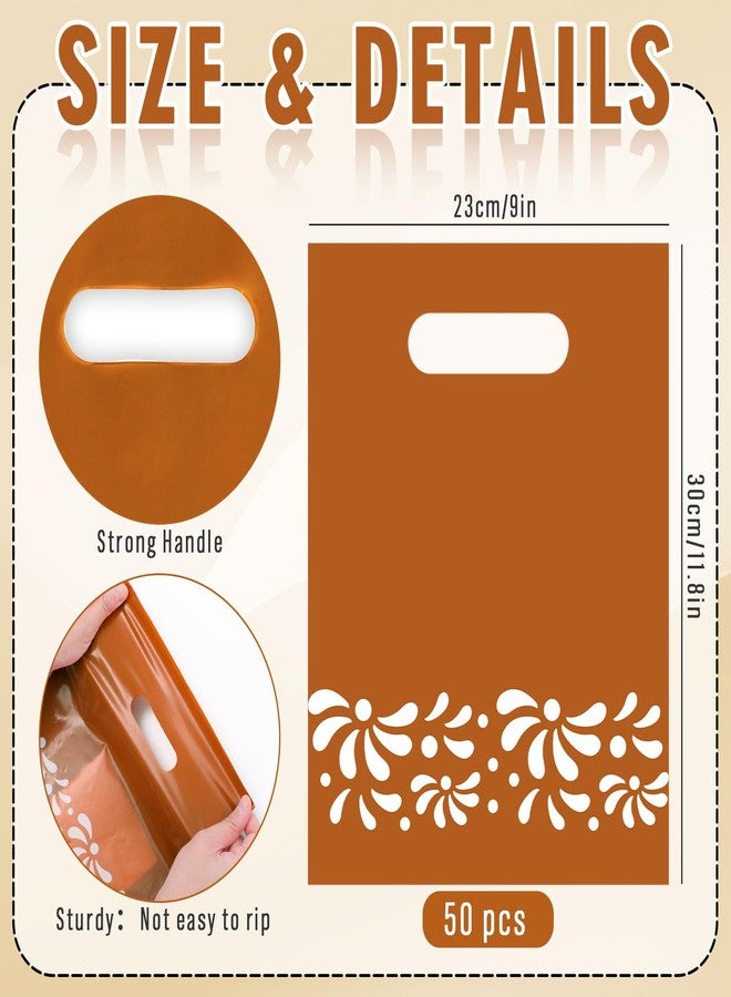Whaline 50Pcs Cielito Lindo Party Plastic Bags Platos De Barro Mexicanos Decorative Treat Bag Brown Gift Goodie Bags for Mexican Talavera Wedding Party Supplies - Image 2