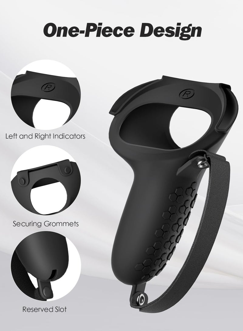 تحكم قبضة الغطاء ، عدم الانزلاق الملمس Oculus Quest 2 - فر التبعي متوافق مع ميتا كويست 2 ، سيليكون تحكم قبضة الغطاء مع تعديل مفصل حزام - Image 5