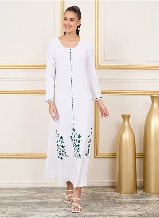 ستايلي Thread Embroidered Crepe Jalabiya