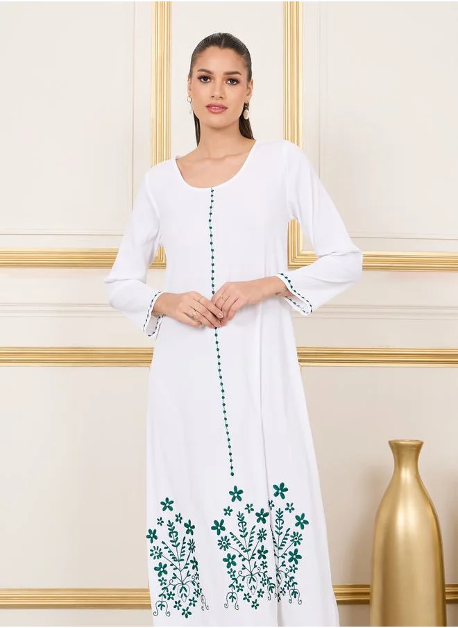 ستايلي Thread Embroidered Crepe Jalabiya