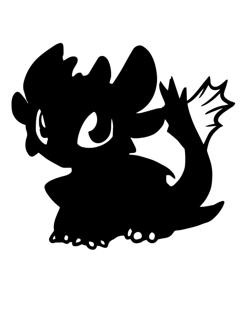 How to Train Your Dragon 5" Tall Cute Toothless Decal Sticker for Laptop Car Window Tablet Skateboard - Black
