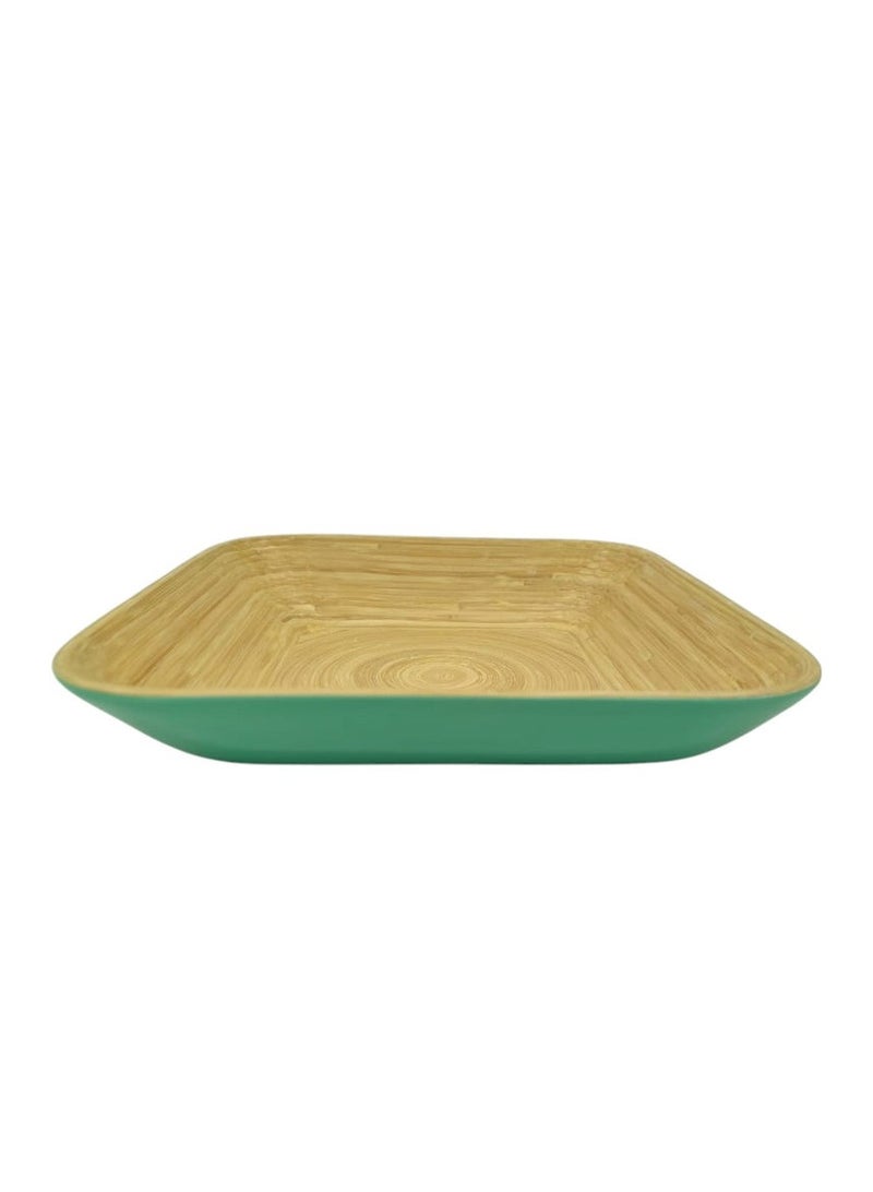 AKDC Bamboo Square Shape Serving Tray-30cmX30cmX6cm-Green&Bamboo - Image 1