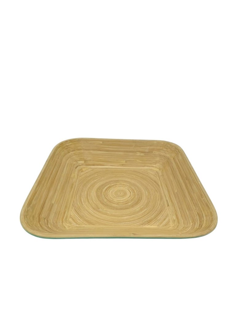 AKDC Bamboo Square Shape Serving Tray-30cmX30cmX6cm-Green&Bamboo - Image 3