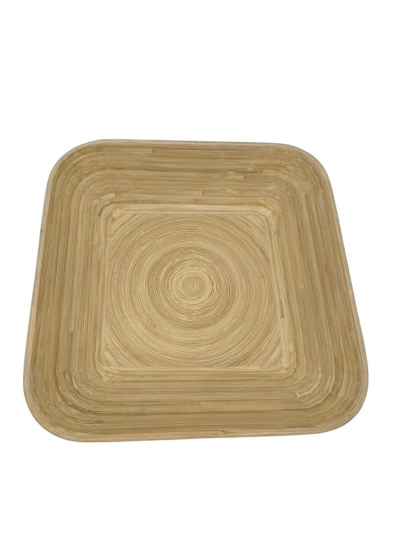 AKDC Bamboo Square Shape Serving Tray-30cmX30cmX6cm-Green&Bamboo - Image 2