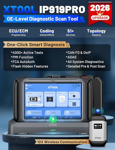 XTOOL IP919 PRO V2.0 ECU Programming Scan Tool, Topology Mapping OBD2 Scanner, 4000+ Bidirectional Test, 51+ Reset, Upgrade of D9S PRO, Automotive ADAS Scanner for Car, FCA/CAN FD/DoIP - Image 2