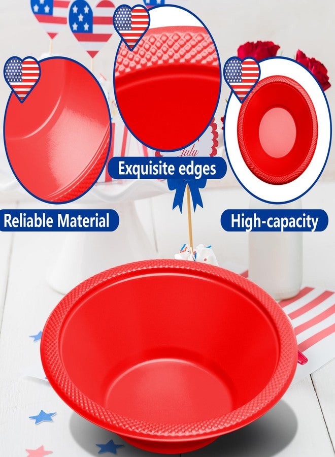 Wehhbtye 80 Pcs 4th of July Plastic Bowls, Disposable Patriotic Salad Bowls, 12oz Red and Blue Round Serving Food Supplies for Independence Day Themed Party Celebration Birthday Picnic Favor - Image 3