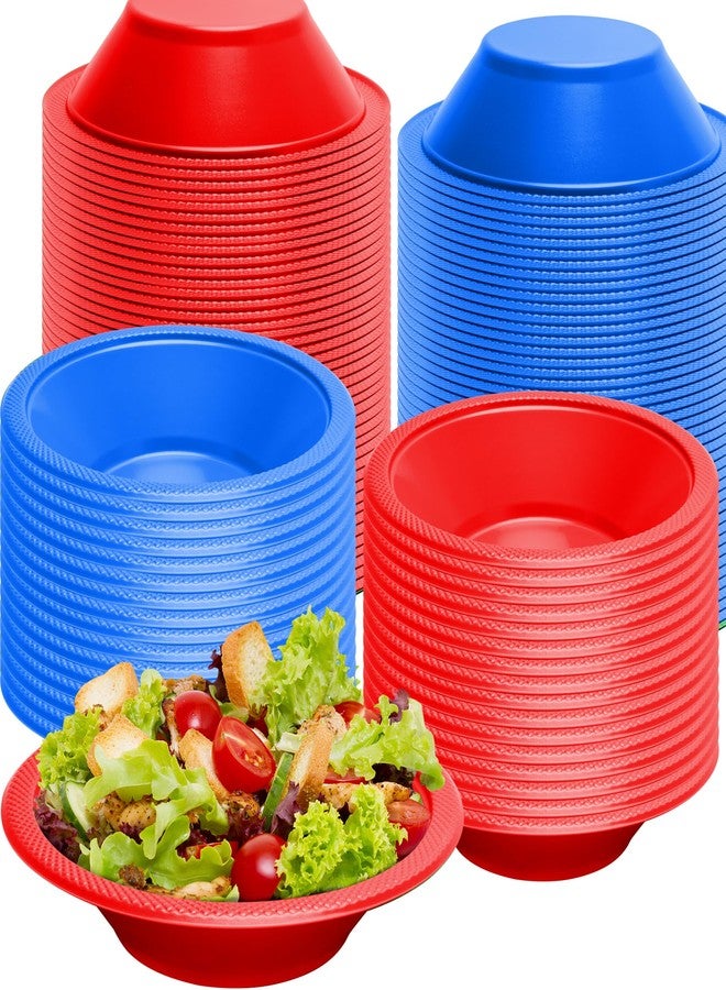 Wehhbtye 80 Pcs 4th of July Plastic Bowls, Disposable Patriotic Salad Bowls, 12oz Red and Blue Round Serving Food Supplies for Independence Day Themed Party Celebration Birthday Picnic Favor - Image 1