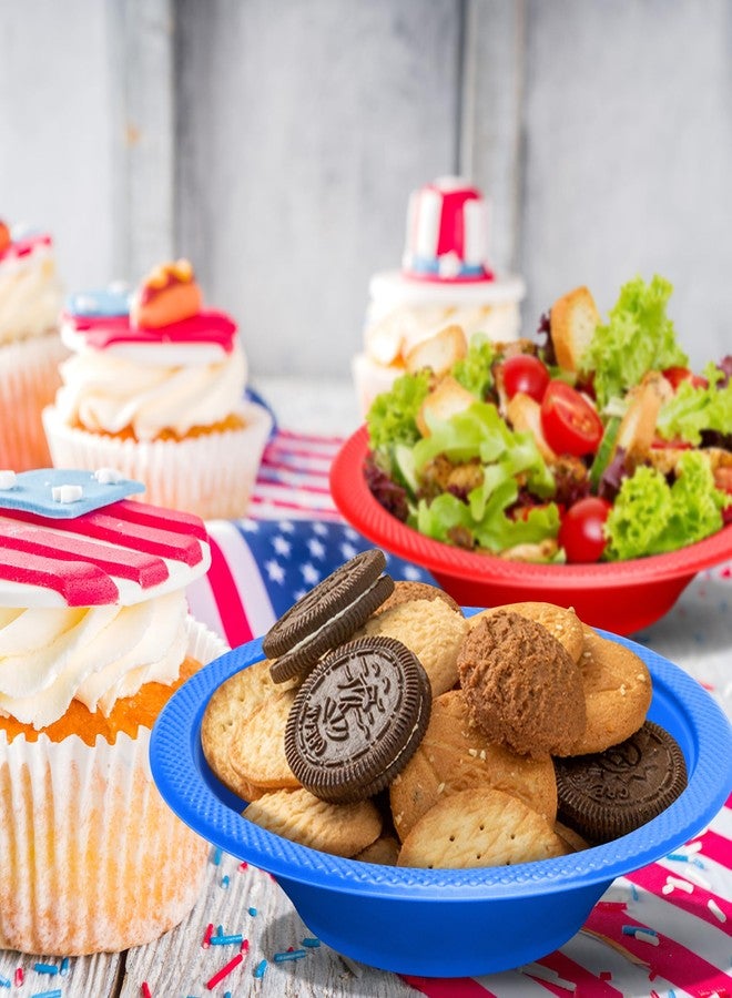Wehhbtye 80 Pcs 4th of July Plastic Bowls, Disposable Patriotic Salad Bowls, 12oz Red and Blue Round Serving Food Supplies for Independence Day Themed Party Celebration Birthday Picnic Favor - Image 4
