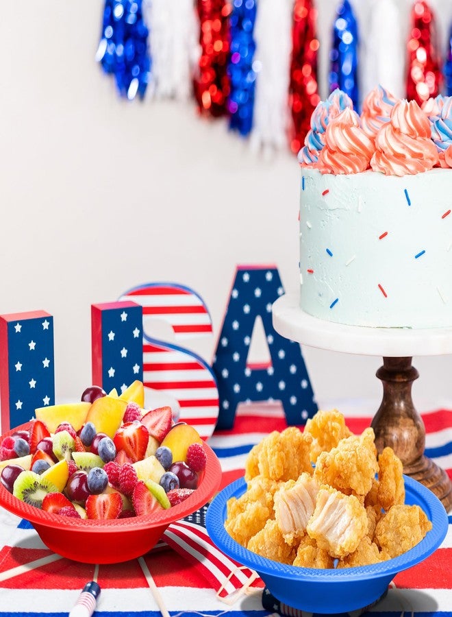 Wehhbtye 80 Pcs 4th of July Plastic Bowls, Disposable Patriotic Salad Bowls, 12oz Red and Blue Round Serving Food Supplies for Independence Day Themed Party Celebration Birthday Picnic Favor - Image 5