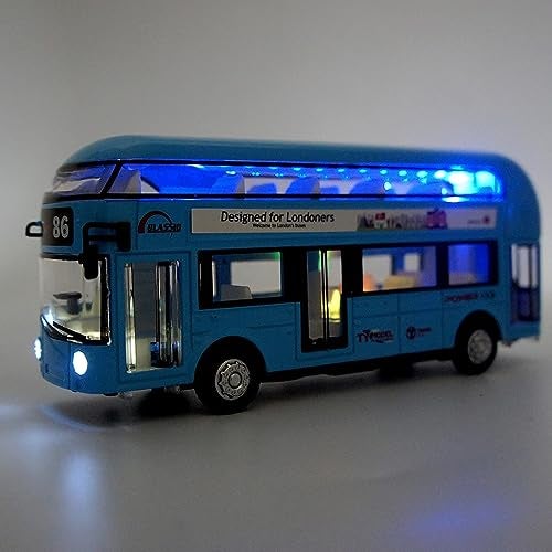 DEUSON ECOM Diecast Metal Bus Toys for Kids Double Decker London Bus Light & Music Open Door - Image 5