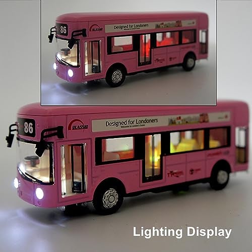 DEUSON ECOM Diecast Metal Bus Toys for Kids Double Decker London Bus Light & Music Open Door - Image 4