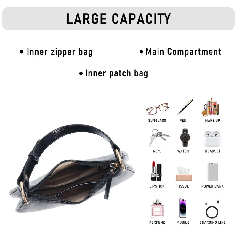 Chinllo Purse for Women Shoulder Bag Shiny Leather, Cute Mini Clutch Zipper Hobo Tote Handbags - Image 4
