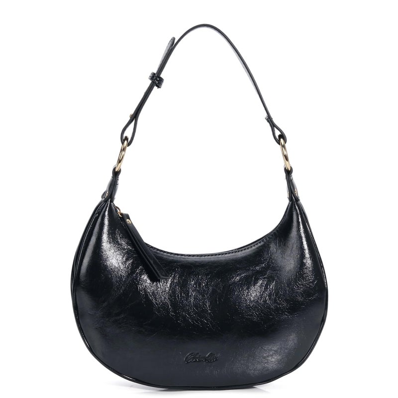Chinllo Purse for Women Shoulder Bag Shiny Leather, Cute Mini Clutch Zipper Hobo Tote Handbags - Image 1