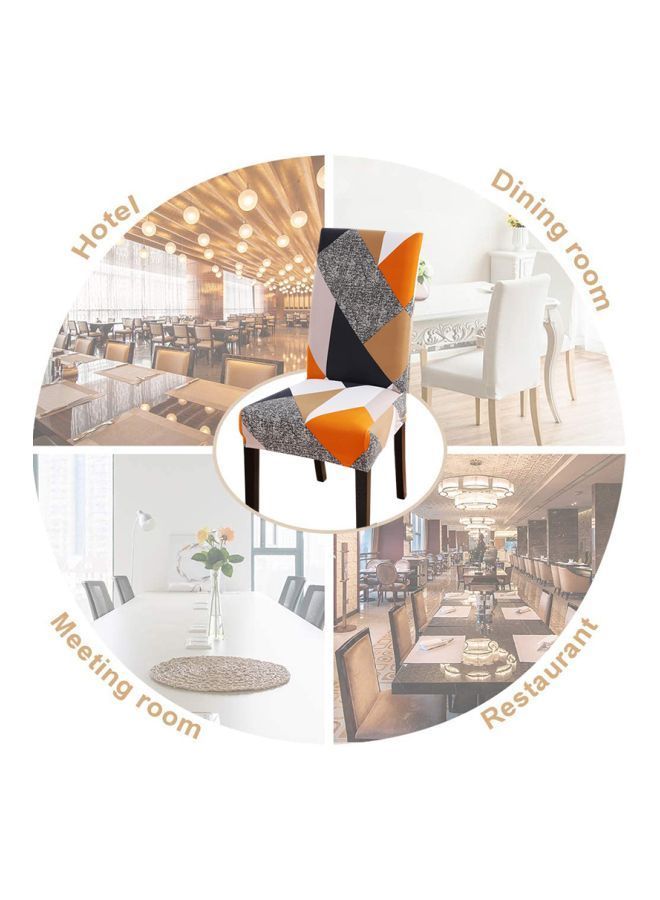 Y&D 4-Piece Stretchable Dining Chair Covers Grey/Orange/Black 58cm - Image 3