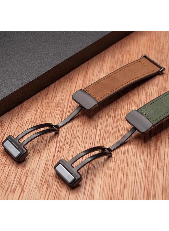 Chensong متوافق مع Huawei Band/8/9/10 Strap، سجل جلد لـ 8th Generation Nfc Version، نمط Crazy Horse، سوار معصم Huawei Band لـ 9/10، سوار معصم 9th Generation Standard Version، ساعة بديل Replacement Watch Band، أسود - Image 2