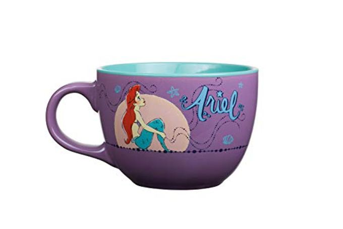 Silver Buffalo Disney Princess Little Mermaid Ariel Moonlight Ceramic Soup Mug, 24 Ounces - Image 1