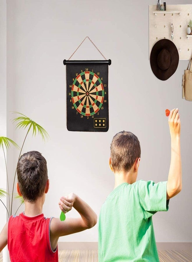 Cojuz Magnetic Dart Board Kids Game,Two Sided Roll Up Dartboard,Indoor Outdoor Game,15 Inch Kids Darts Board,Includes 4 Magnetic Safe Darts,Easily Hangs Anywhere - Image 2