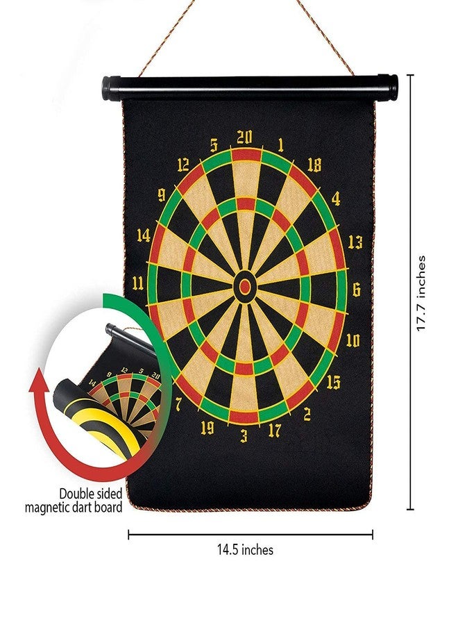 Cojuz Magnetic Dart Board Kids Game,Two Sided Roll Up Dartboard,Indoor Outdoor Game,15 Inch Kids Darts Board,Includes 4 Magnetic Safe Darts,Easily Hangs Anywhere - Image 4