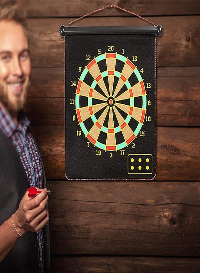 Cojuz Magnetic Dart Board Kids Game,Two Sided Roll Up Dartboard,Indoor Outdoor Game,15 Inch Kids Darts Board,Includes 4 Magnetic Safe Darts,Easily Hangs Anywhere - Image 5